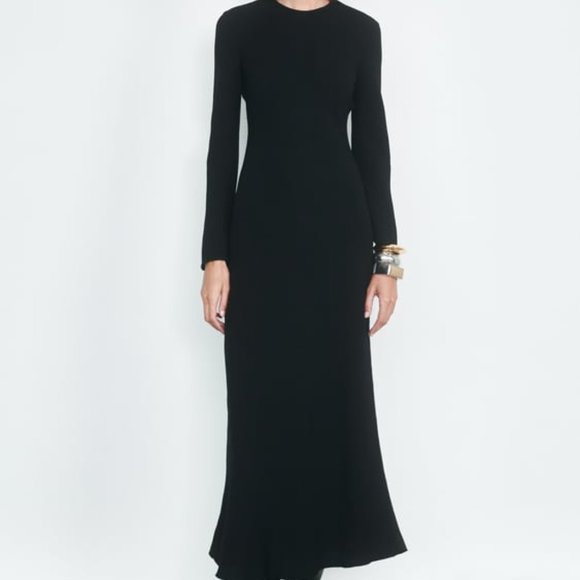 NWT ZARA LONG CREPE DRESS ZW COLLECTION M, L - Picture 1 of 12